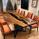 Custom Walnut Epoxy Resin River Table Black Resin WRT-82