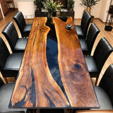 Custom Walnut Epoxy Resin River Table Black Resin WRT-82