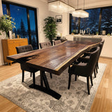 Custom Black Walnut Epoxy Resin River Table Black Resin BRT-18