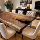 Custom Black Walnut Epoxy Resin River Table Black Resin BRT-18