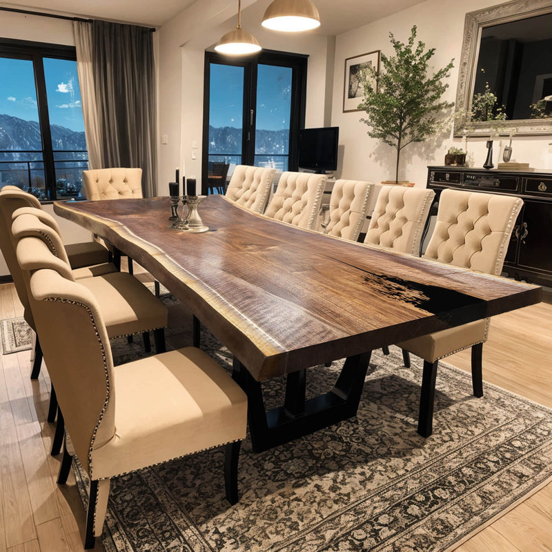 Custom Black Walnut Epoxy Resin River Table Black Resin BRT-18
