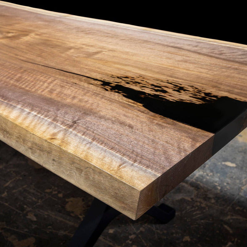 Custom Black Walnut Epoxy Resin River Table Black Resin BRT-18