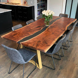 Custom Black Walnut Epoxy Resin River Table Black Resin BRT-102