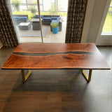 Custom Black Walnut Epoxy Resin River Table Black Resin BRT-102