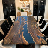 Custom Black Walnut Epoxy Resin River Table Black Resin BRT-34