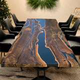 Custom Black Walnut Epoxy Resin River Table Black Resin BRT-34