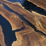 Custom Black Walnut Epoxy Resin River Table Black Resin BRT-34