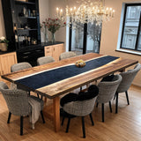 Custom Walnut Epoxy Resin River Table Black Resin WRT-84