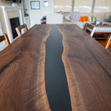 Custom Black Walnut Epoxy Resin River Table Black Resin BRT-62