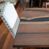 Custom Black Walnut Epoxy Resin River Table Black Resin BRT-62