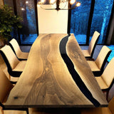 Custom Walnut Epoxy Resin River Table Black Resin WRT-66