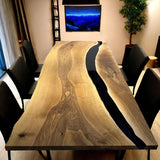 Custom Walnut Epoxy Resin River Table Black Resin WRT-66