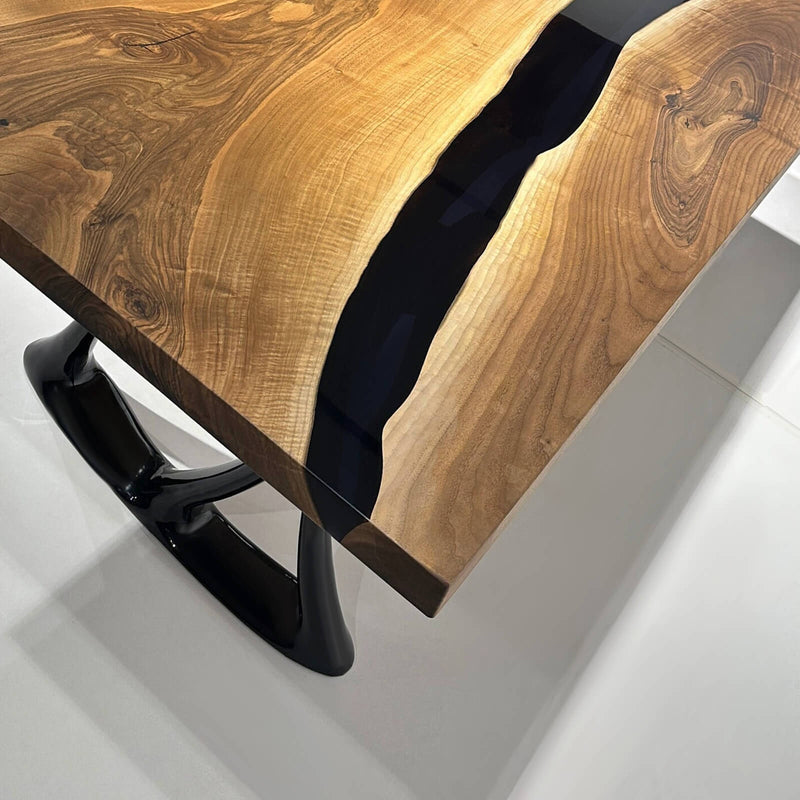 Custom Walnut Epoxy Resin River Table Black Resin WRT-66