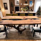Custom Black Walnut Epoxy Resin River Table Black Resin BRT-79
