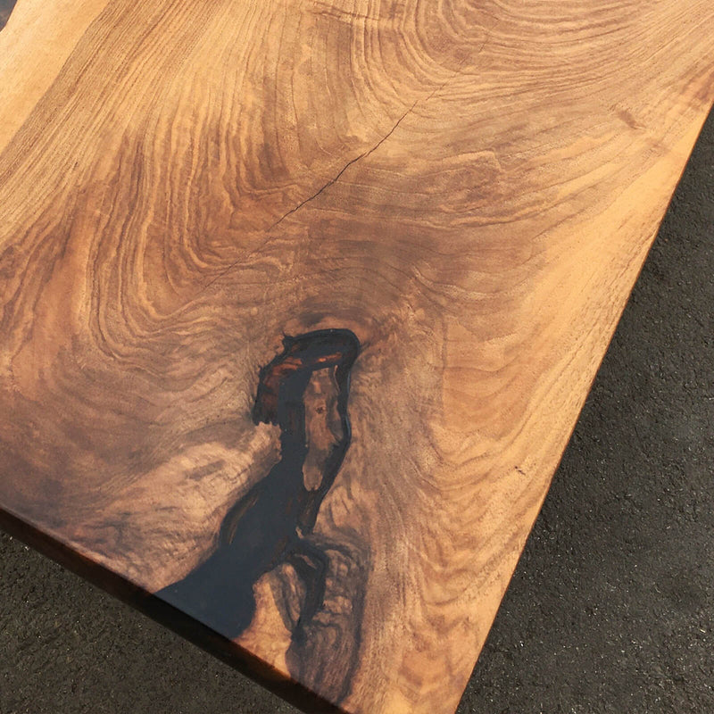 Custom Black Walnut Epoxy Resin River Table Black Resin BRT-79