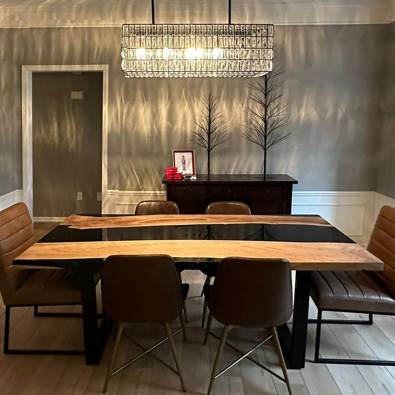 Custom Walnut Epoxy Resin River Table Black Resin WRT-77