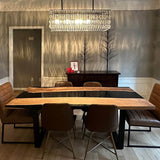 Custom Walnut Epoxy Resin River Table Black Resin WRT-77