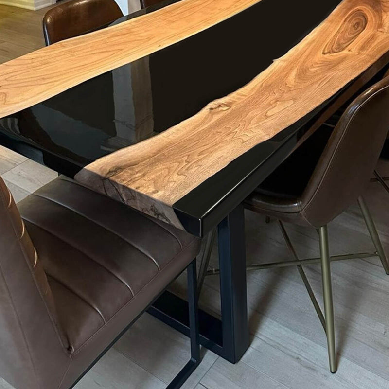 Custom Walnut Epoxy Resin River Table Black Resin WRT-77