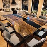 Custom Black Walnut Epoxy Resin River Table Black Resin BRT-72