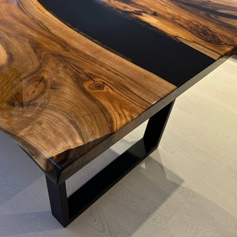 Custom Black Walnut Epoxy Resin River Table Black Resin BRT-72