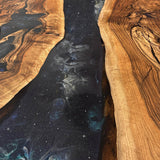 Custom Black Walnut Epoxy Resin River Table Black Resin BRT-21