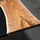Custom Black Walnut Epoxy Resin River Table Black Resin BRT-80