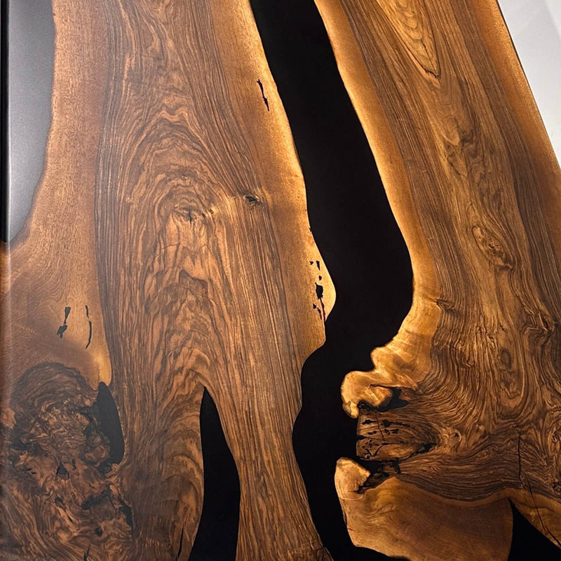 Custom Black Walnut Epoxy Resin River Table Black Resin BRT-14