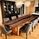 Custom Black Walnut Epoxy Resin River Table Black Resin BRT-76