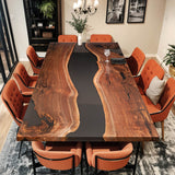 Custom Black Walnut Epoxy Resin River Table Black Resin BRT-76