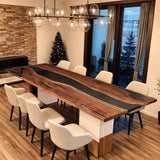 Custom Black Walnut Epoxy Resin River Table Black Resin BRT-76