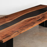 Custom Black Walnut Epoxy Resin River Table Black Resin BRT-76