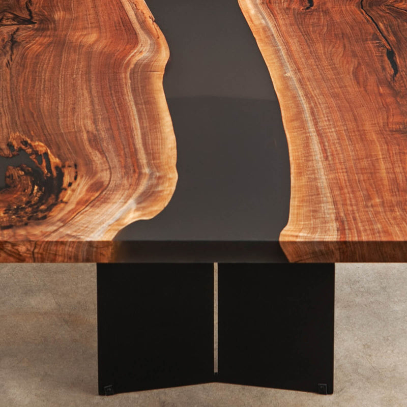 Custom Black Walnut Epoxy Resin River Table Black Resin BRT-76