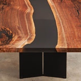 Custom Black Walnut Epoxy Resin River Table Black Resin BRT-76
