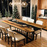 Custom Black Walnut Epoxy Resin River Table Black Resin BRT-16