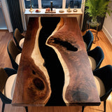 Custom Black Walnut Epoxy Resin River Table Black Resin BRT-94
