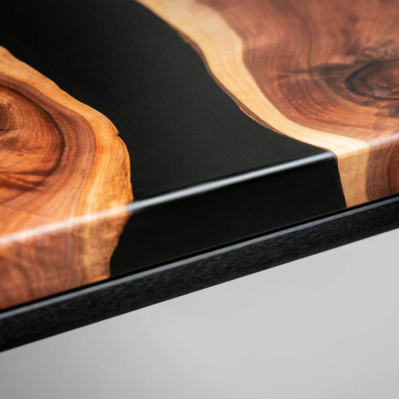 Custom Black Walnut Epoxy Resin River Table Black Resin BRT-94