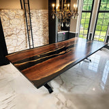 Custom Black Walnut Epoxy Resin River Table Black Resin BRT-99