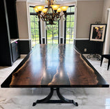 Custom Black Walnut Epoxy Resin River Table Black Resin BRT-99