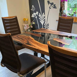 Custom Black Walnut Epoxy Resin River Table Black Transparent BRT-70