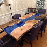 Custom  Walnut Epoxy Resin River Table Blue WRT-78