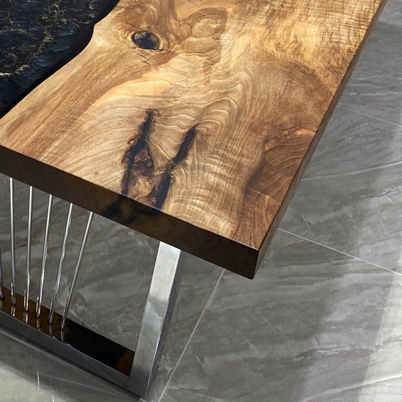 Custom Walnut Epoxy Resin River Table Blue Gold WRT-73
