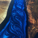 Custom Black Walnut Epoxy Resin River Table Blue Pearl BRT-97