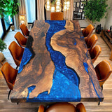 Custom Black Walnut Epoxy Resin River Table Blue Pearl BRT-97