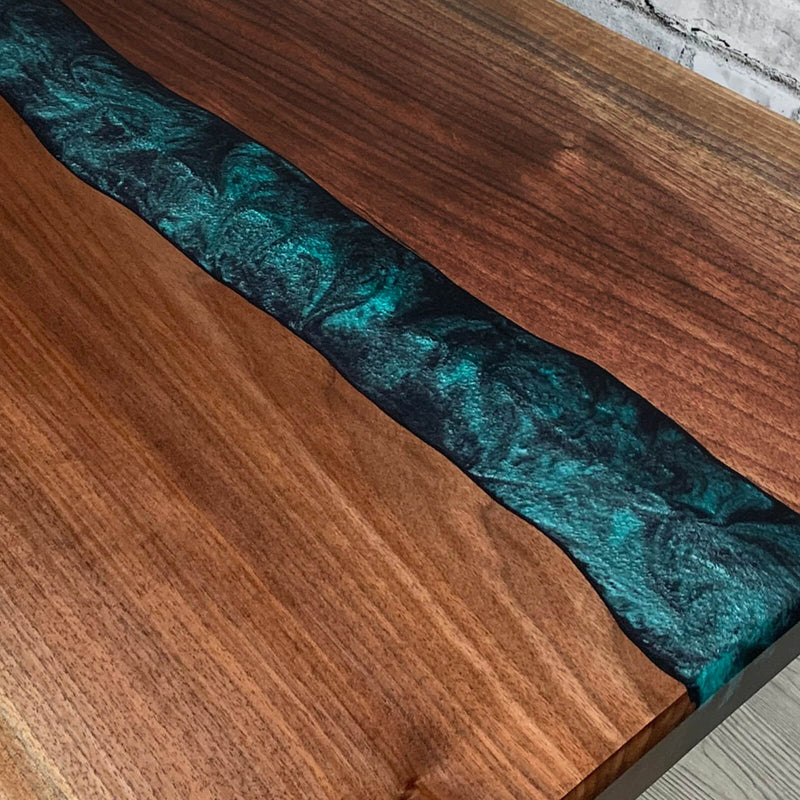 Custom Black Walnut Epoxy Resin River Table Blue Resin BRT-11