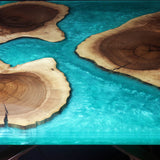 Custom Black Walnut Epoxy Resin River Table Blue Resin BRT-12
