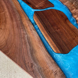 Custom Black Walnut Epoxy Resin River Table Blue Resin BRT-07