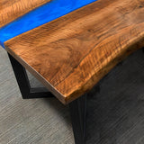 Custom Black Walnut Epoxy Resin River Table Blue Resin BRT-74