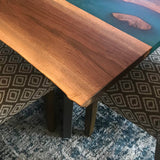 Custom Black Walnut Epoxy Resin River Table Blue Resin BRT-103