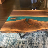 Custom Black Walnut Epoxy Resin River Table Blue Resin BRT-103