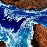 Custom Black Walnut Epoxy Resin River Table Blue Waves BRT-26